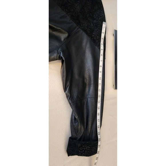 Vintage Pelle Studio Women's Black Leather‎ Suede Print Long Jacket Size 2X - Picture 6 of 9